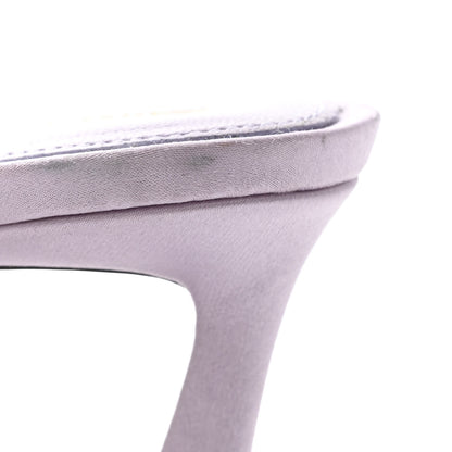 Saint Laurent Satin Feather Mae Mule Sandals 38 Soft Lila 14 of 15