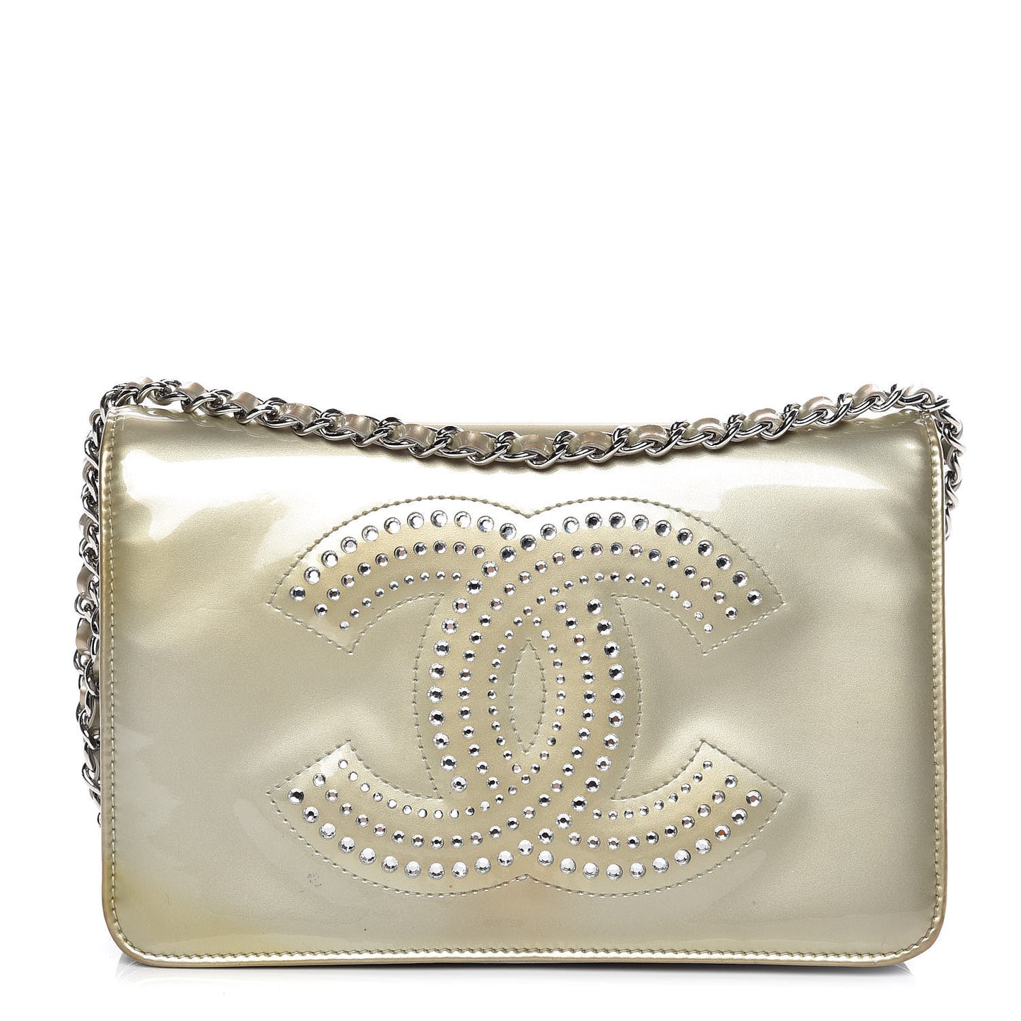 Patent Strass Wallet On Chain WOC Silver