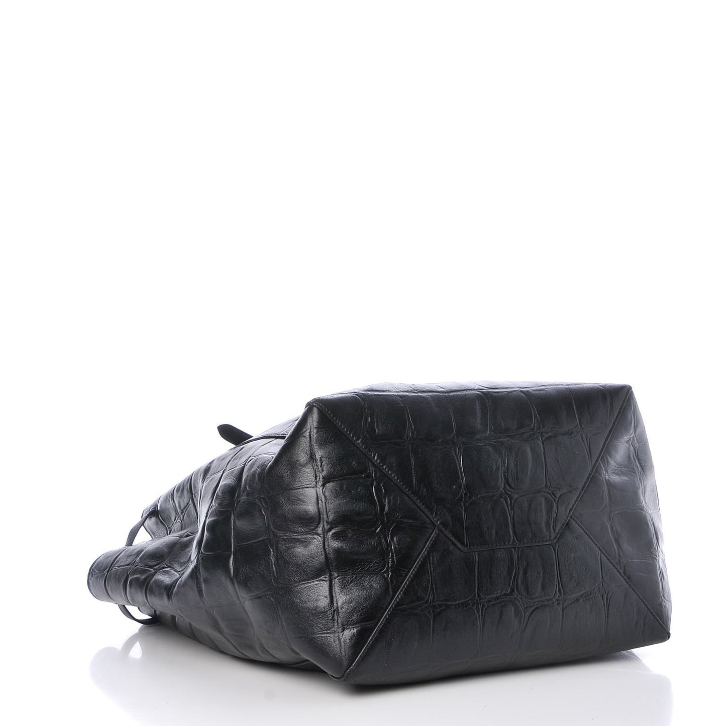 Crocodile Embossed Calfskin Medium Belt Cabas Phantom Black