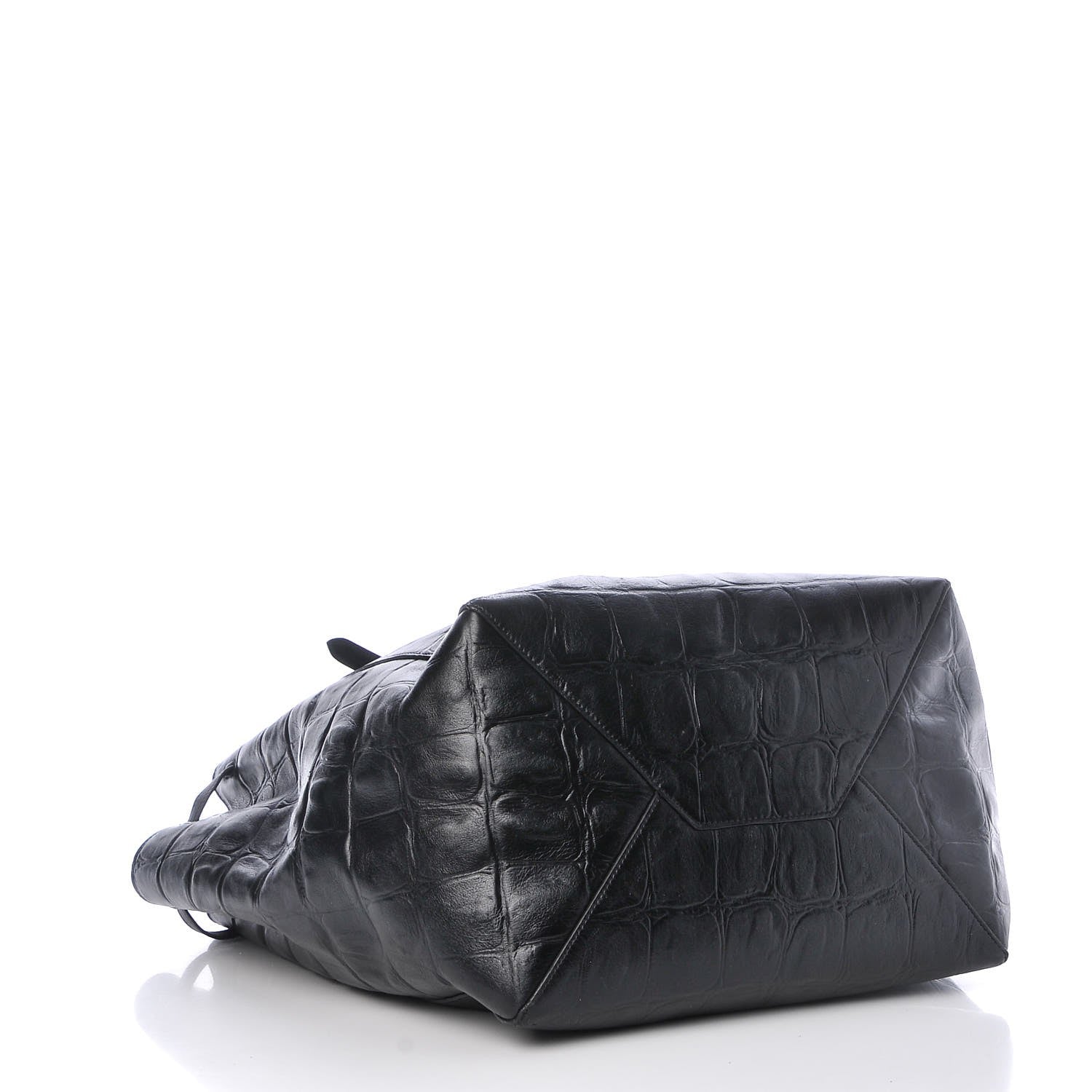 Celine Crocodile Embossed Calfskin Medium Belt Cabas Phantom Black 4 of 7