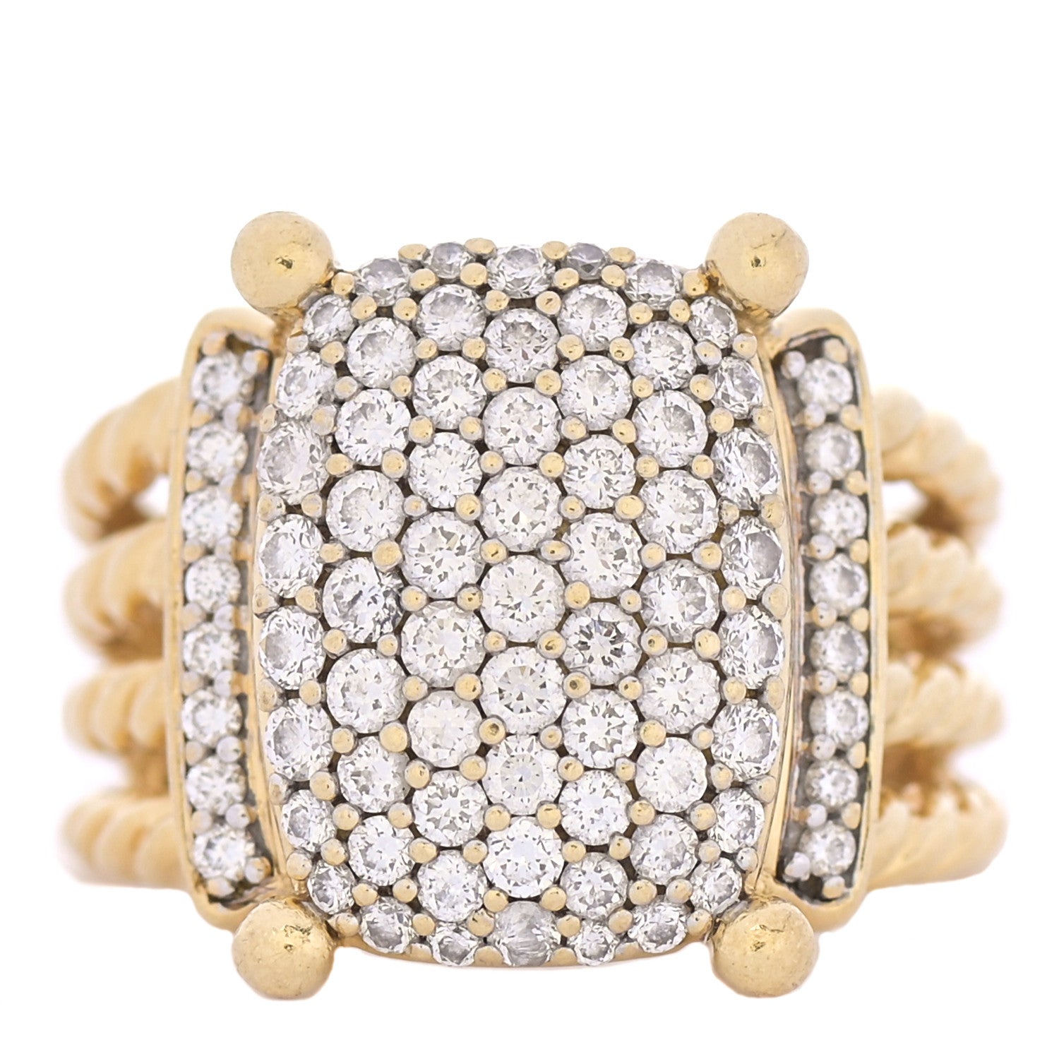 David Yurman 18K Yellow Gold Diamond 16mm Wheaton Ring 54 7 1 of 6
