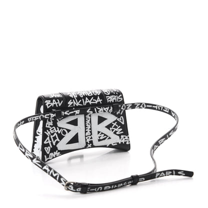 Balenciaga Calfskin Graffiti Hourglass Belt Bag S Black White 3 of 9