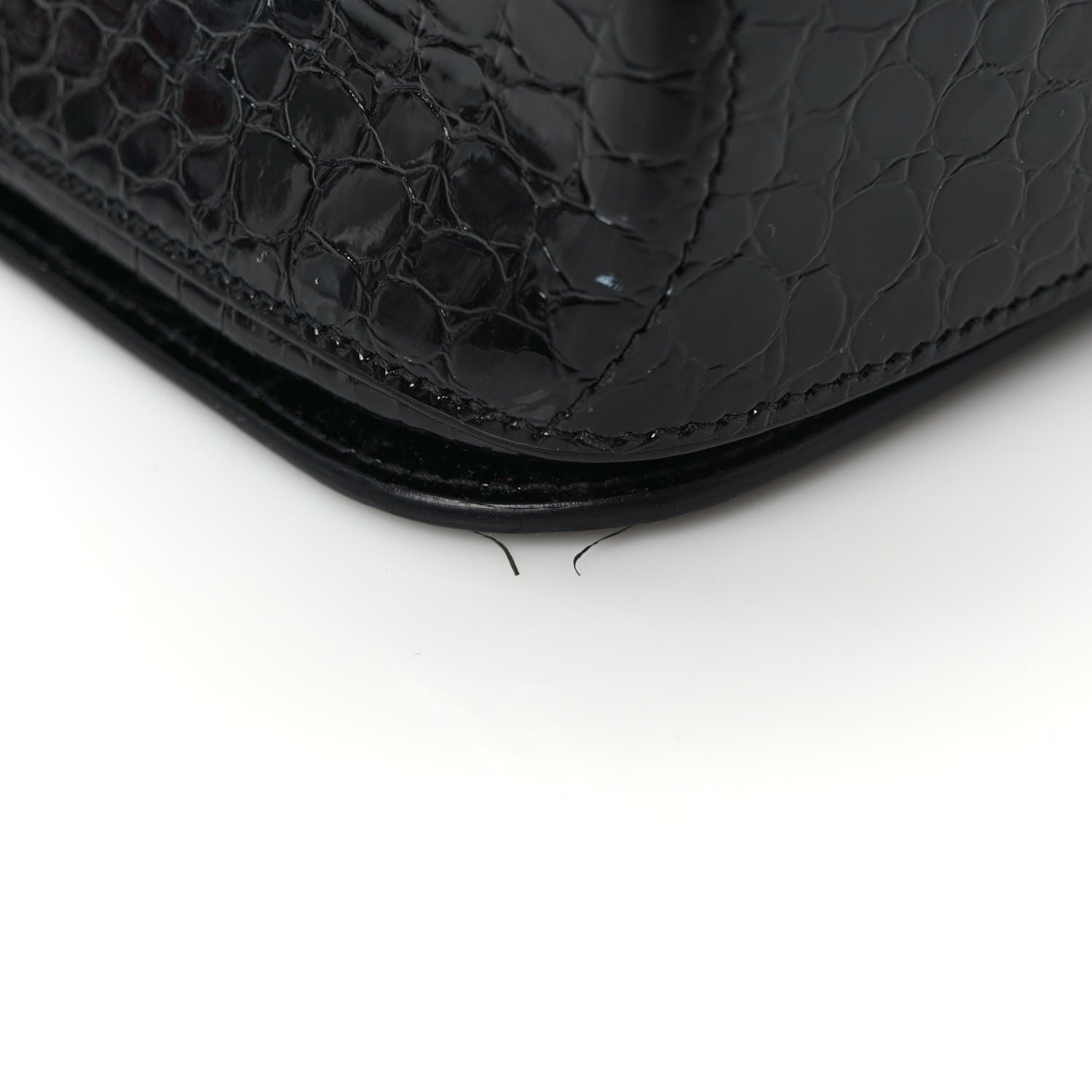 Saint Laurent Patent Calfskin Crocodile Embossed Elise Chain Shoulder Bag Black 10 of 10