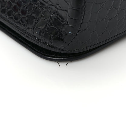 Saint Laurent Patent Calfskin Crocodile Embossed Elise Chain Shoulder Bag Black 10 of 10