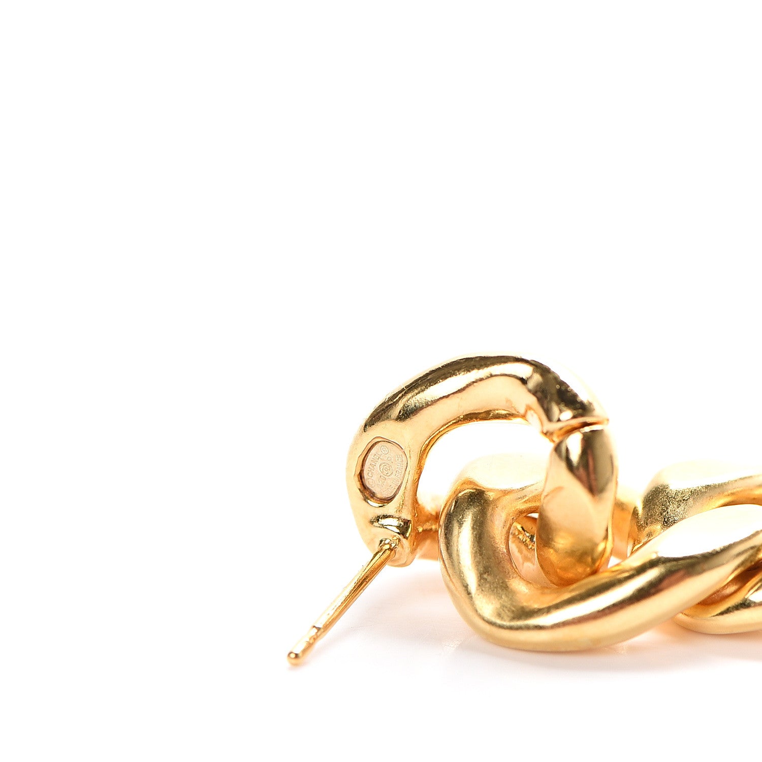 Chanel Metal CC Pick Drop Earrings Gold 4 of 4