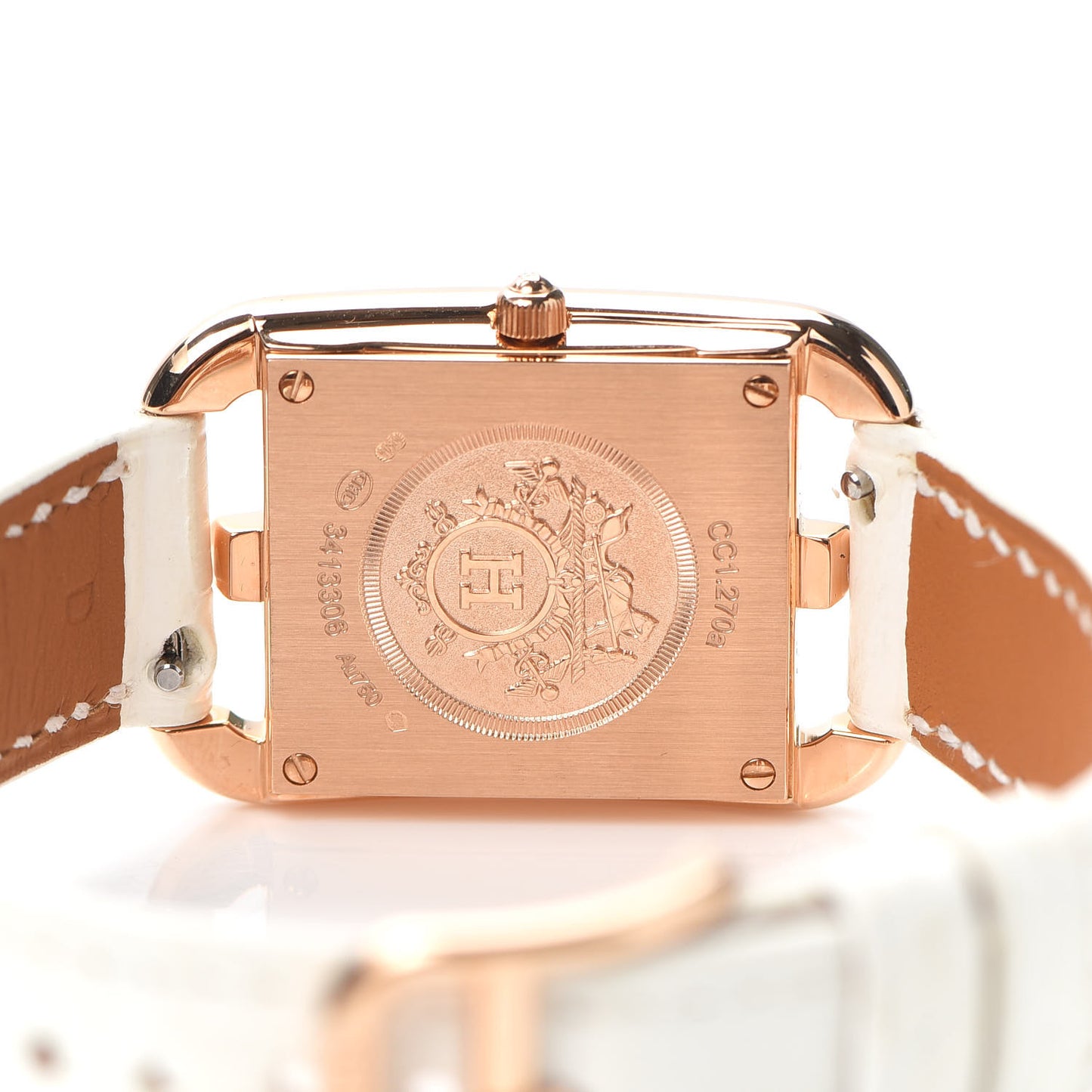 18K Rose Gold Alligator Diamond Mother of Pearl 23mm Cape Cod Quartz Watch Blanc