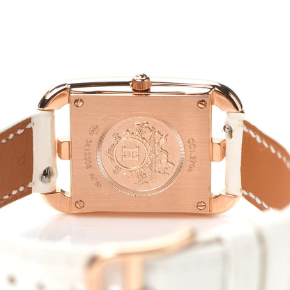 Hermes 18K Rose Gold Alligator Diamond Mother of Pearl 23mm Cape Cod Quartz Watch Blanc 4 of 5