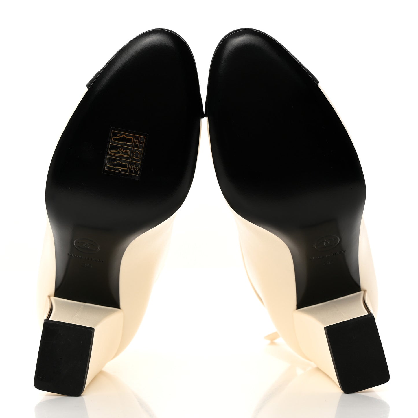 Lambskin Grosgrain Triangle & Collar 90 Ankle Boots 36 Ivory Black