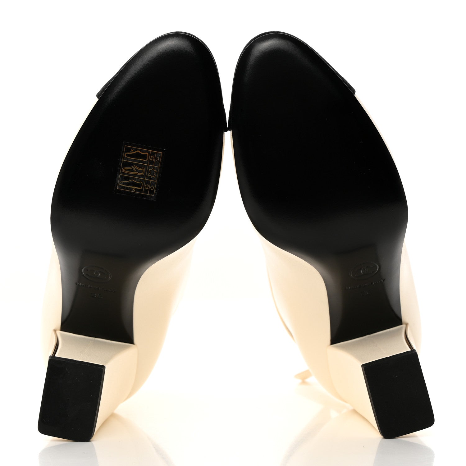 Chanel Lambskin Grosgrain Triangle & Collar 90 Ankle Boots 36 Ivory Black 5 of 9