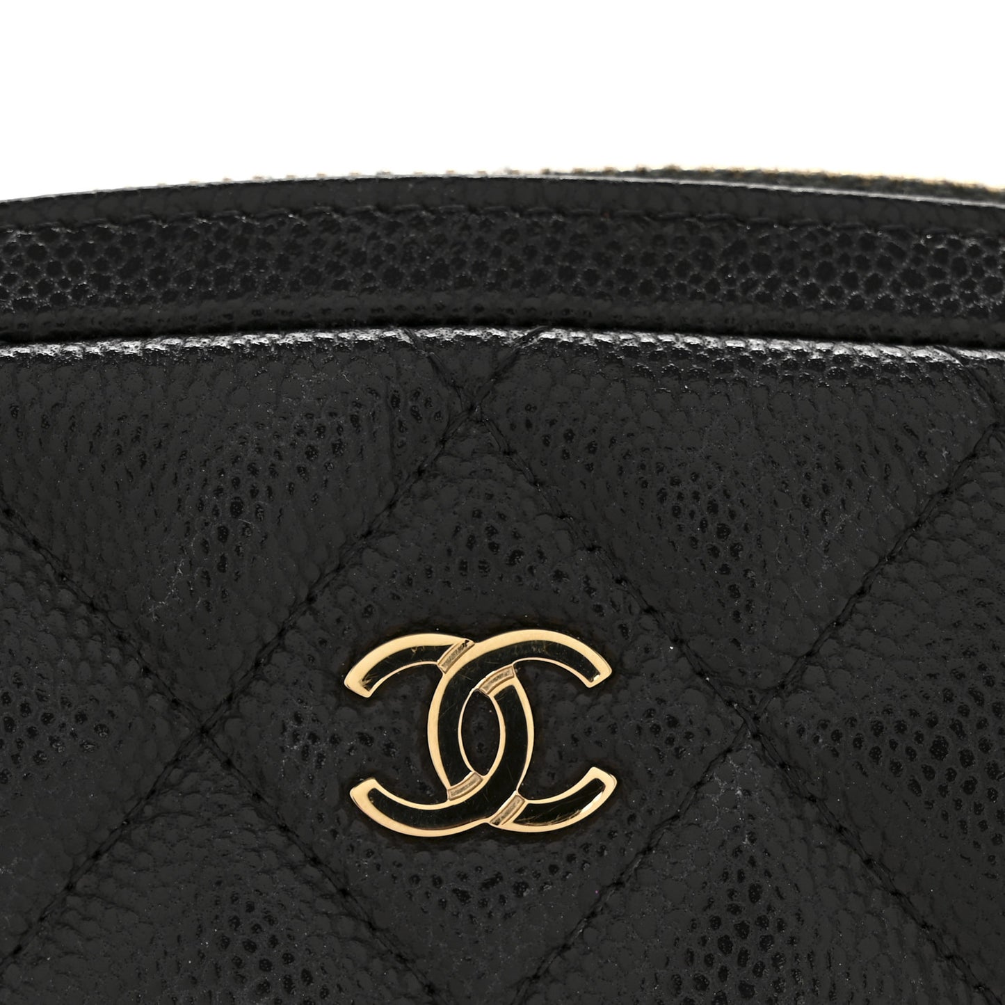 Caviar Quilted Small Curvy Pouch Cosmetic Case Black