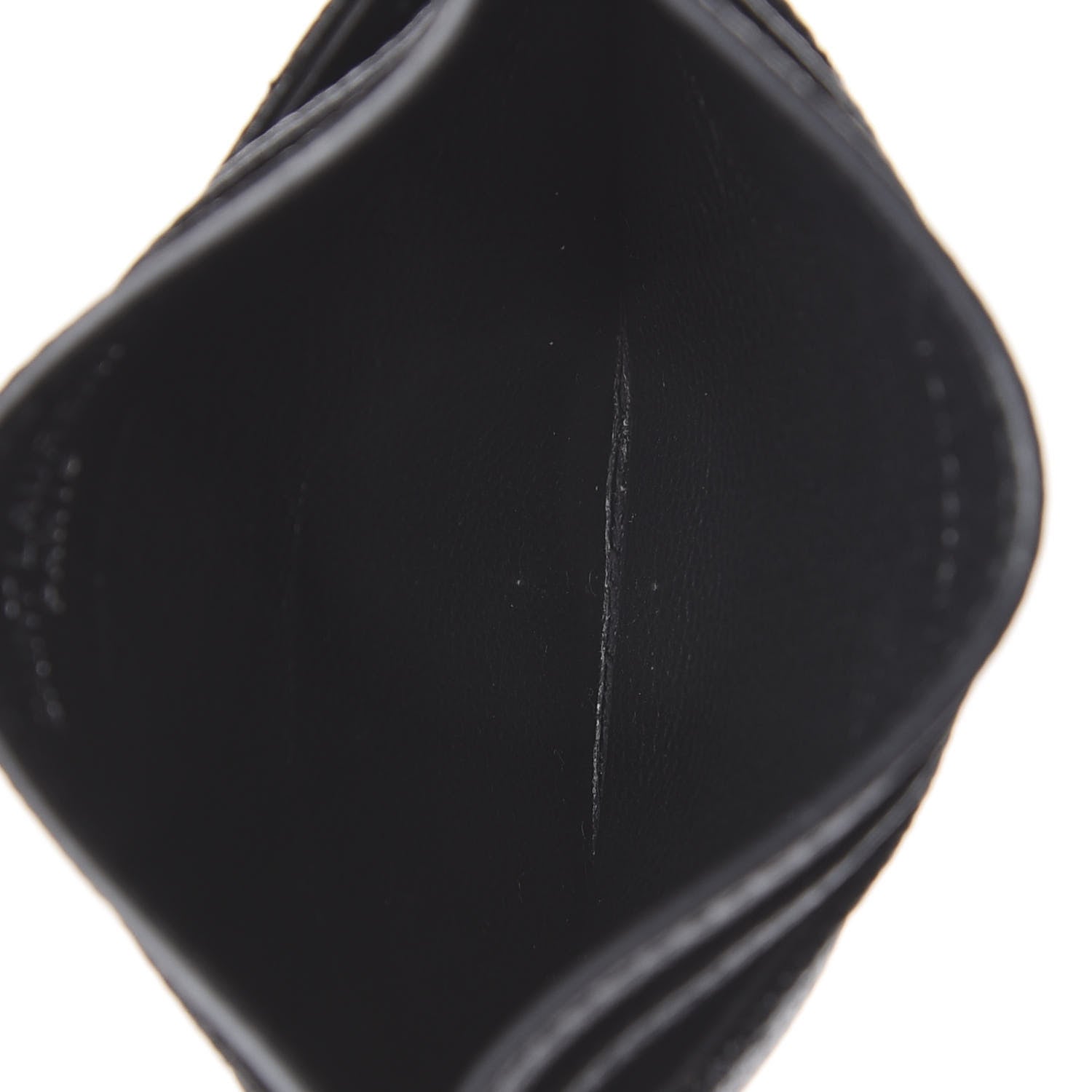Saint Laurent Grain De Poudre Matelasse Chevron Monogram Credit Card Case Black 4 of 5