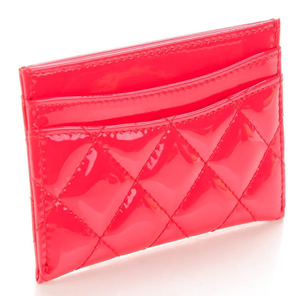 Chanel Patent Calfskin Quilted Card Holder Coral 3 of 8