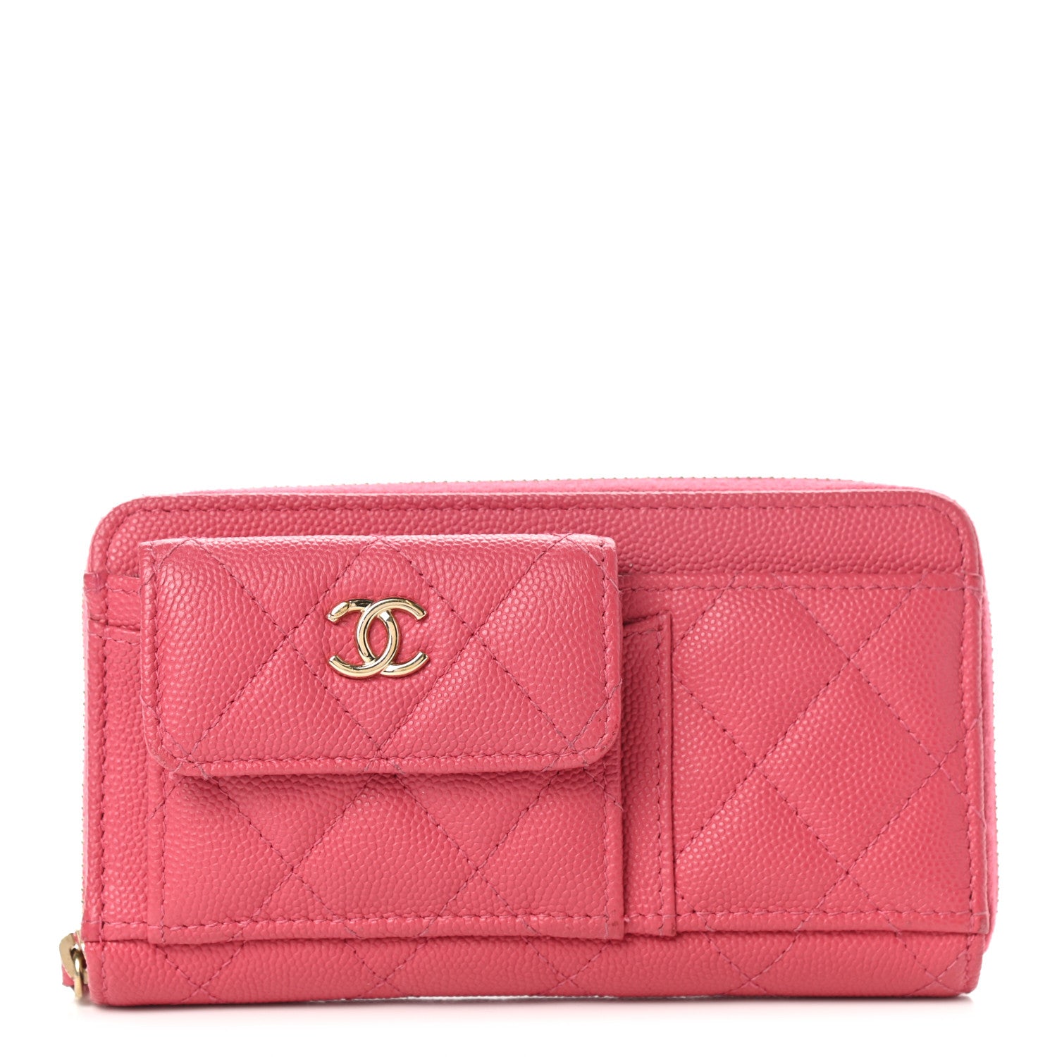 Chanel Caviar Quilted In & Out Zip Around Wallet Pink 1 of 7