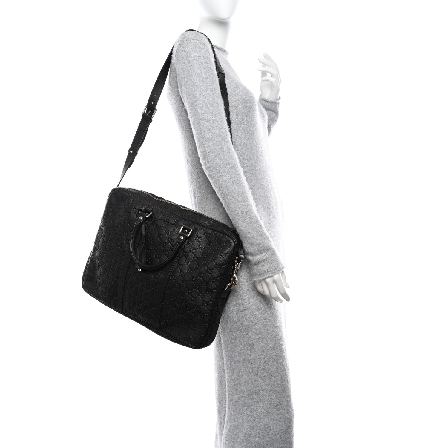 Gucci Guccissima Signature Briefcase Black 2 of 9