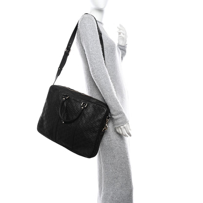 Gucci Guccissima Signature Briefcase Black 2 of 9