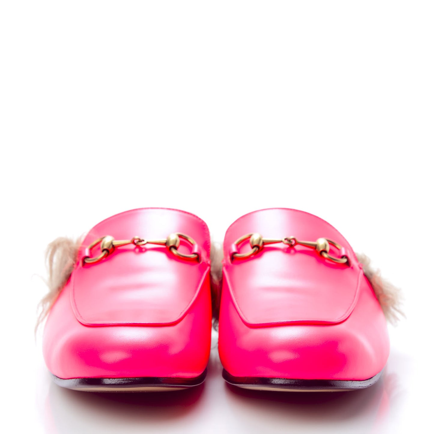 Calfskin Fur Mens Princetown Slippers 9 Fuxia Fluo Natural