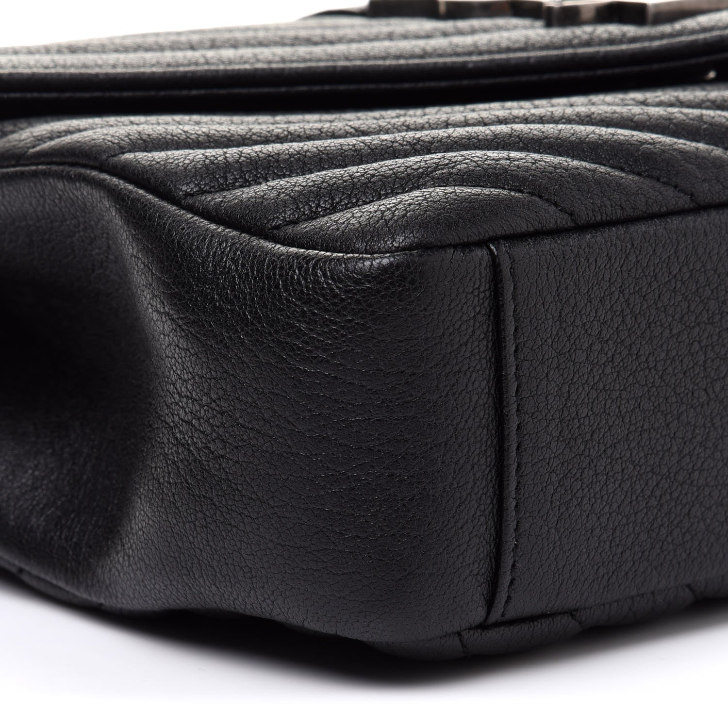 Saint Laurent Sheepskin Matelasse Chevron Monogram Medium College Bag Black 10 of 15