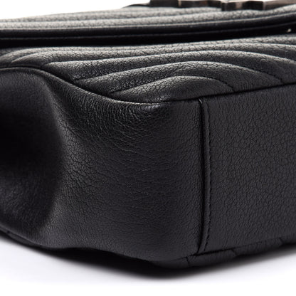 Saint Laurent Sheepskin Matelasse Chevron Monogram Medium College Bag Black 10 of 15