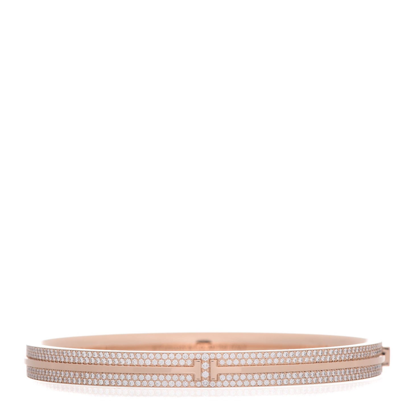 18K Rose Gold Diamond T Hinged Pave Bracelet