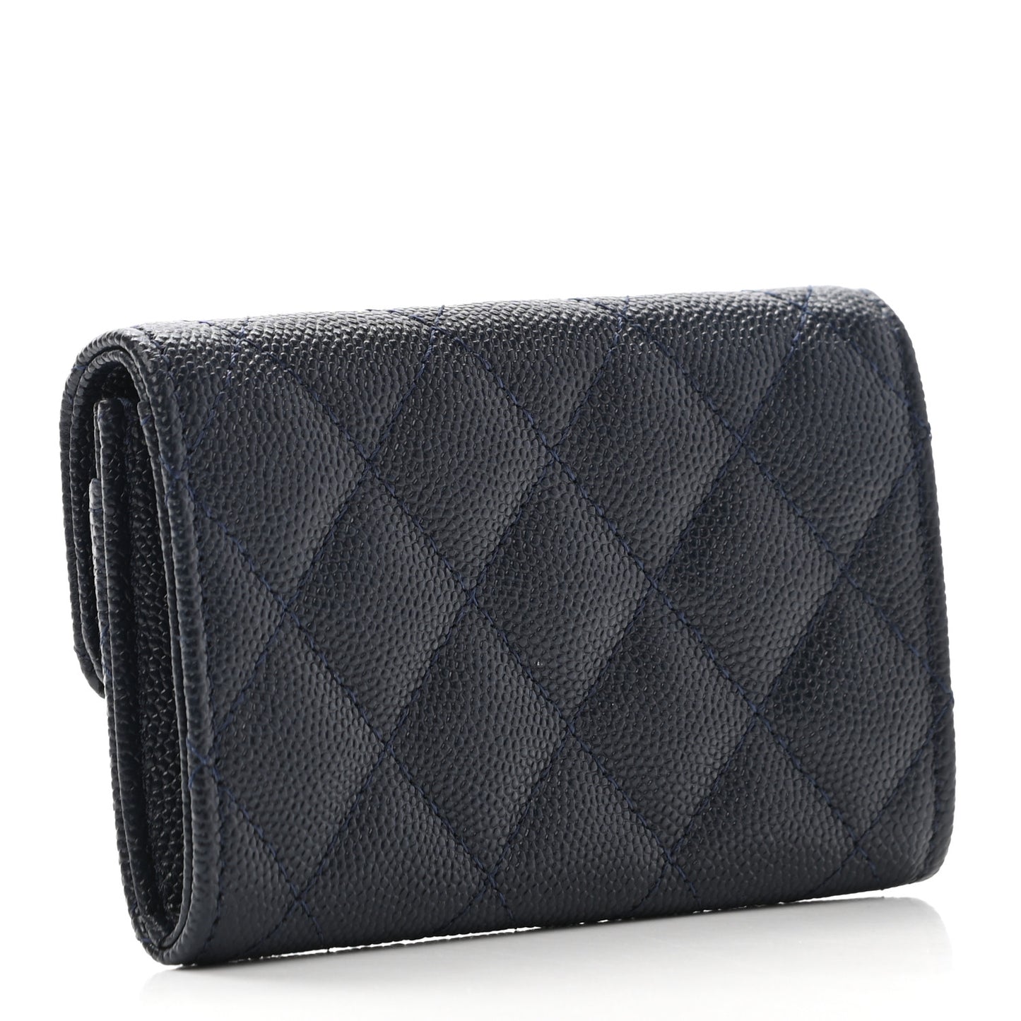 Caviar Quilted Flap Card Holder Wallet