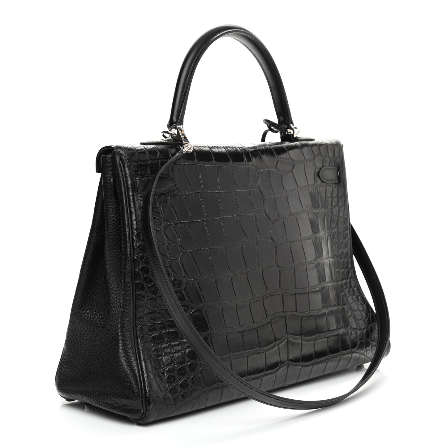 Matte Taurillon Clemence Box Kelly Retourne 35 Black