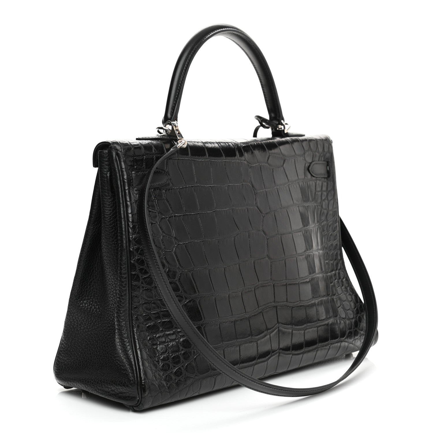 Hermes Matte Taurillon Clemence Box Kelly Retourne 35 Black 2 of 16