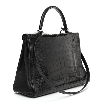 Hermes Matte Taurillon Clemence Box Kelly Retourne 35 Black 2 of 16