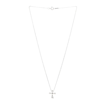 Tiffany Sterling Silver 12mm Elsa Peretti Cross Pendant Necklace 3 of 4