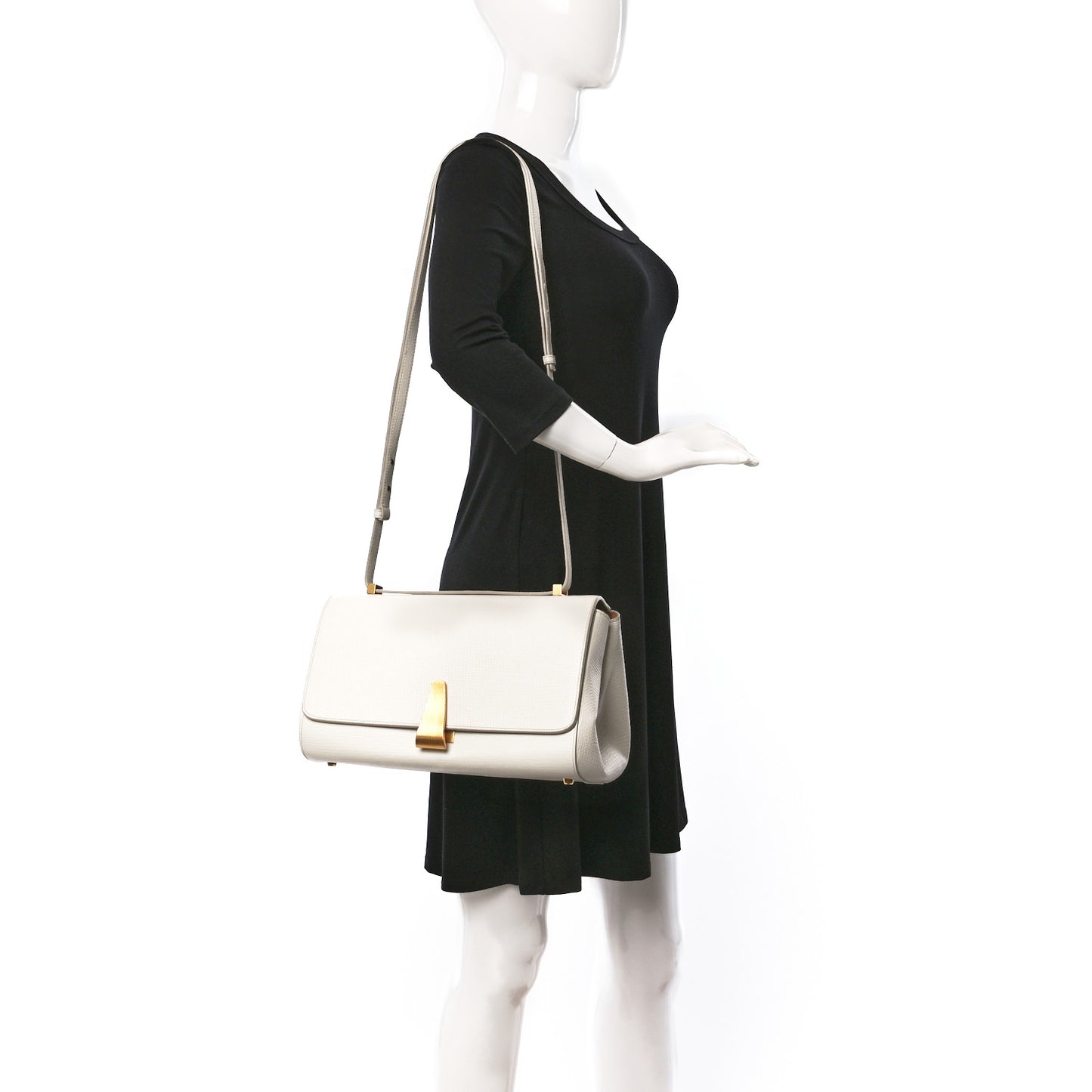 Calfskin BV Angle Shoulder Bag Off White