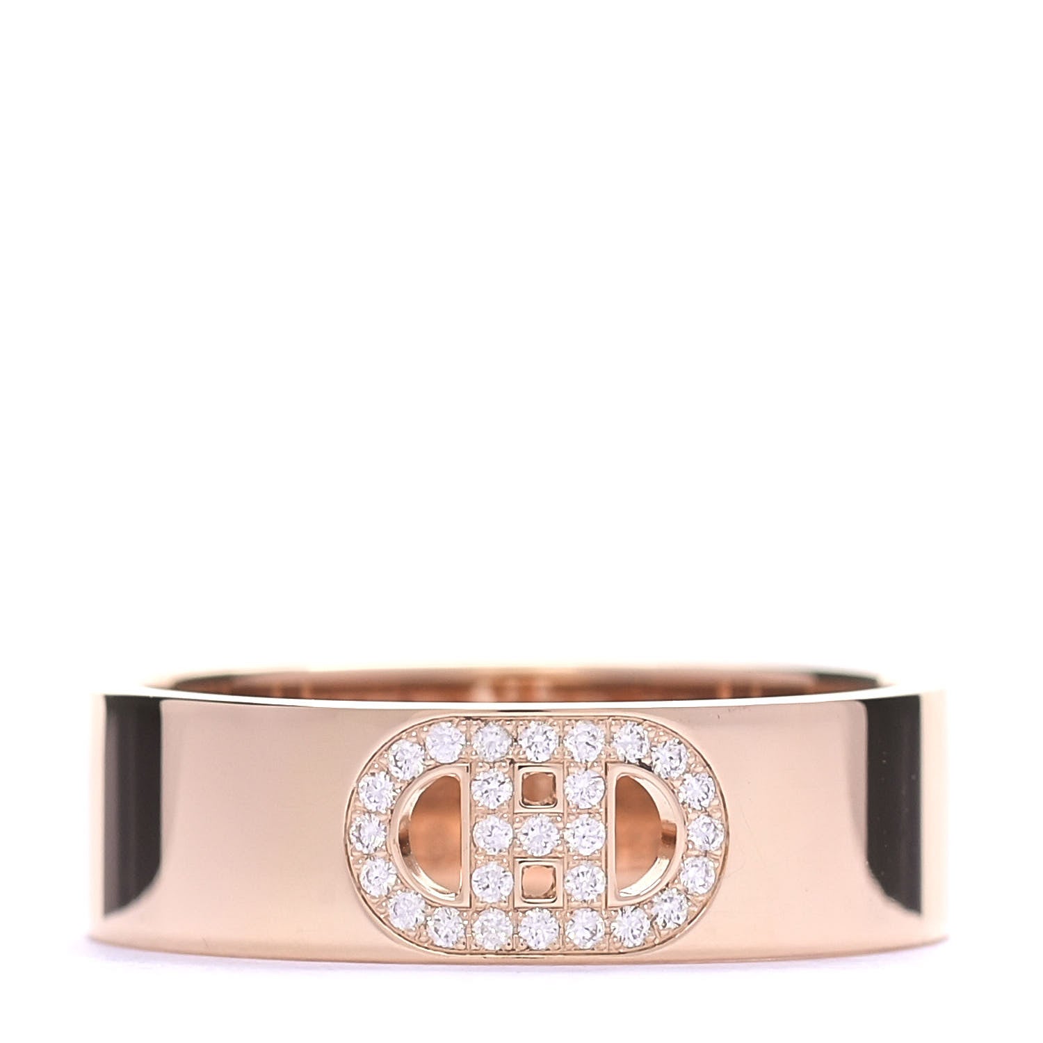 Hermes 18K Rose Gold Diamond PM H D'Ancre Ring 52 6 1 of 5