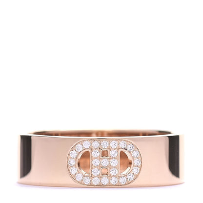 Hermes 18K Rose Gold Diamond PM H D'Ancre Ring 52 6 1 of 5