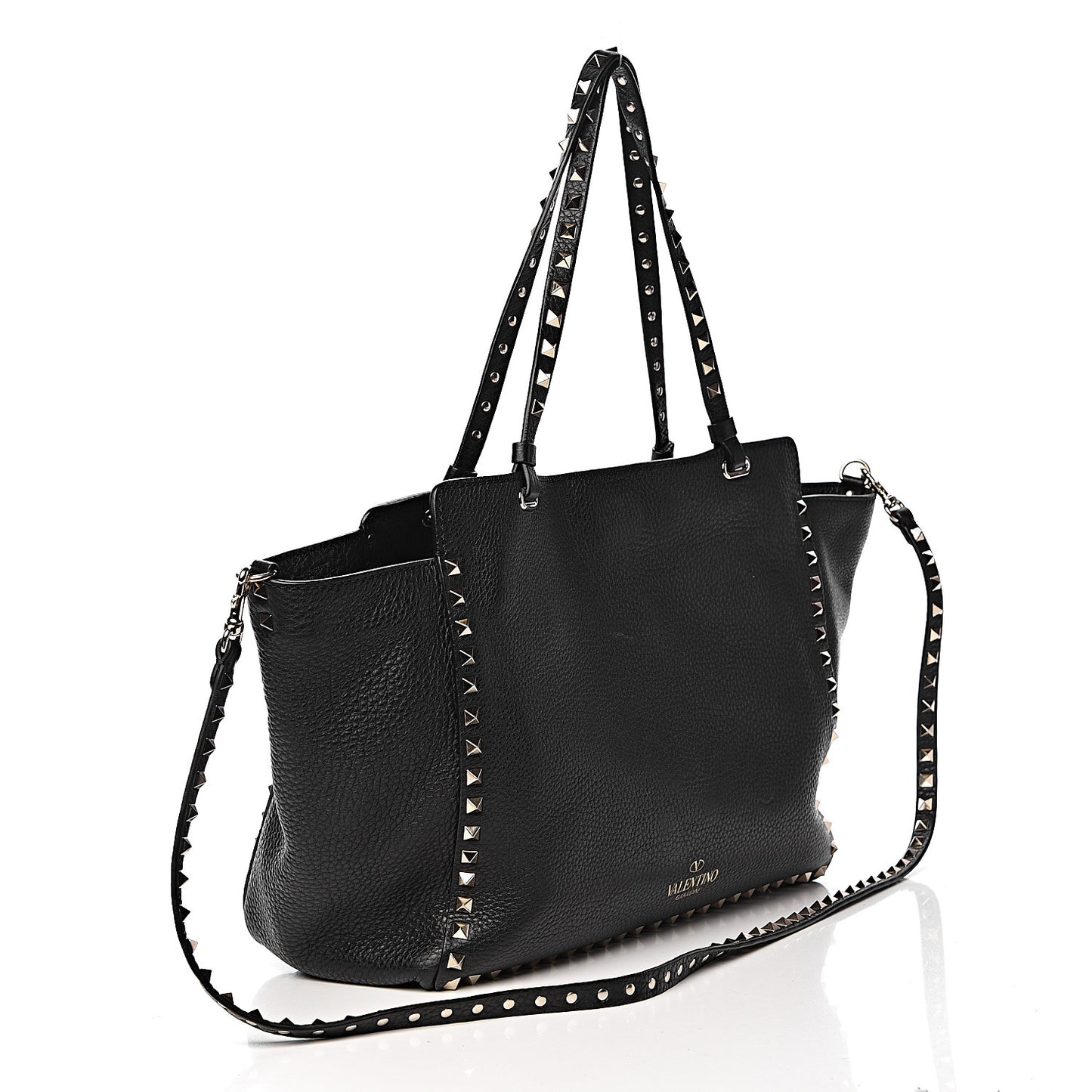 Alce Printed Calfskin Medium Rockstud Tote Black