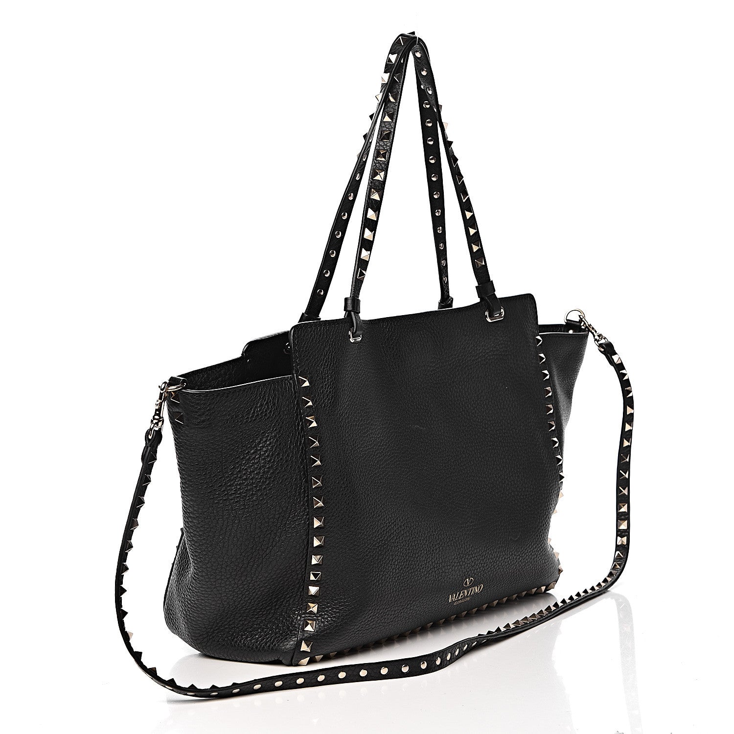 Valentino Garavani Alce Printed Calfskin Medium Rockstud Tote Black 4 of 14