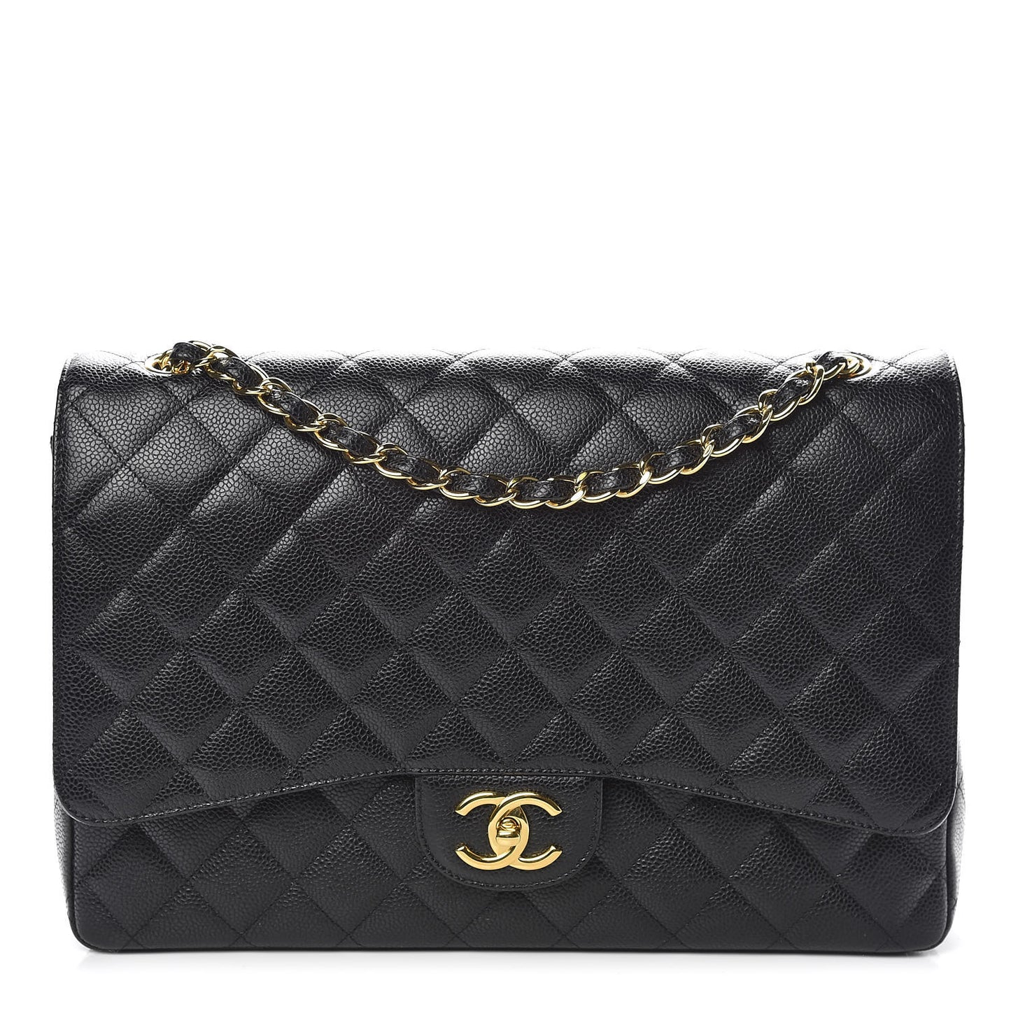 Caviar Quilted Maxi Double Flap Black
