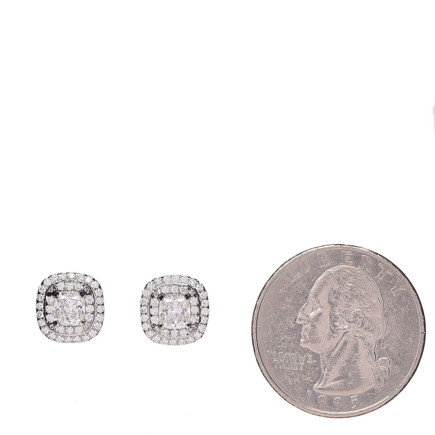 Tiffany Platinum Diamond 1.24ctw Cushion Soleste Earrings 2 of 6