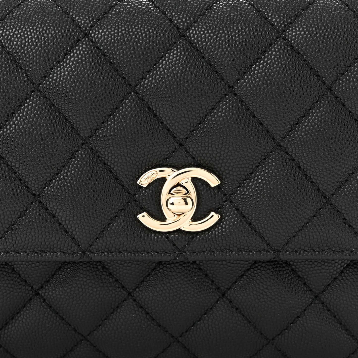 Caviar Quilted Mini Coco Handle Flap Black