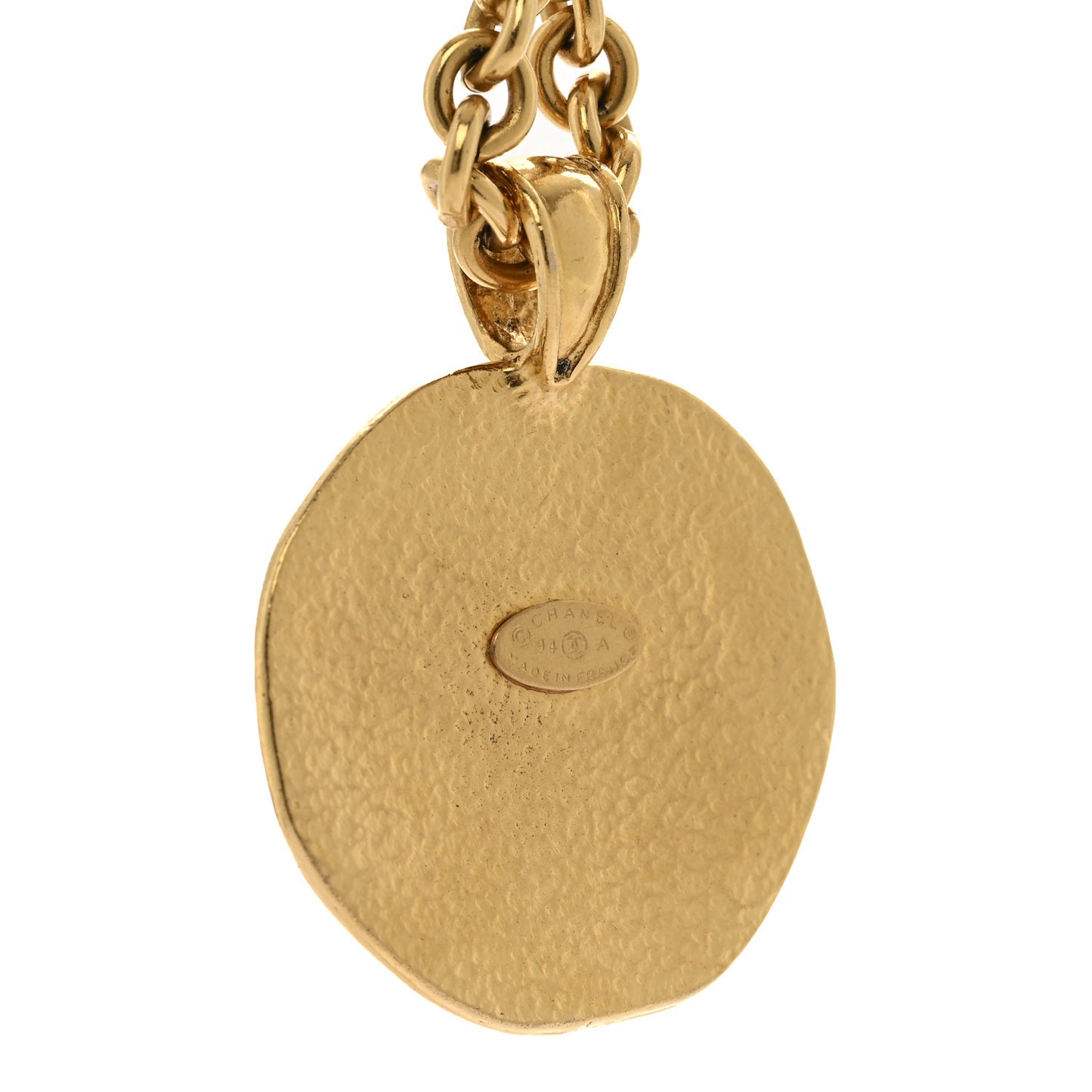 CC Medallion Long Chain Necklace Gold