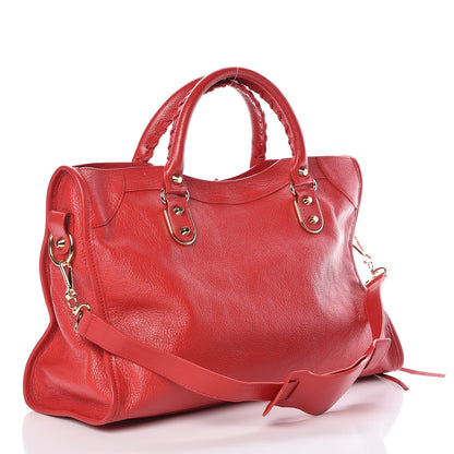 Balenciaga Chevre Gold Metallic Edge Hardware City Rouge Grenade 3 of 8