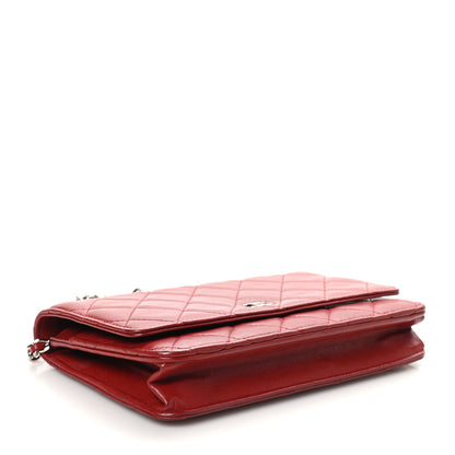 Chanel Lambskin Quilted Wallet On Chain WOC Red 4 of 11