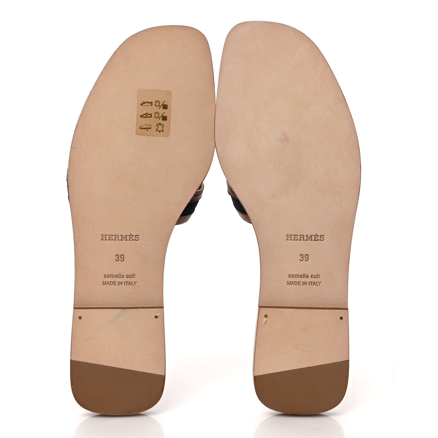 Calfskin Denim Oran Sandals 39 Bleu Brut Gold