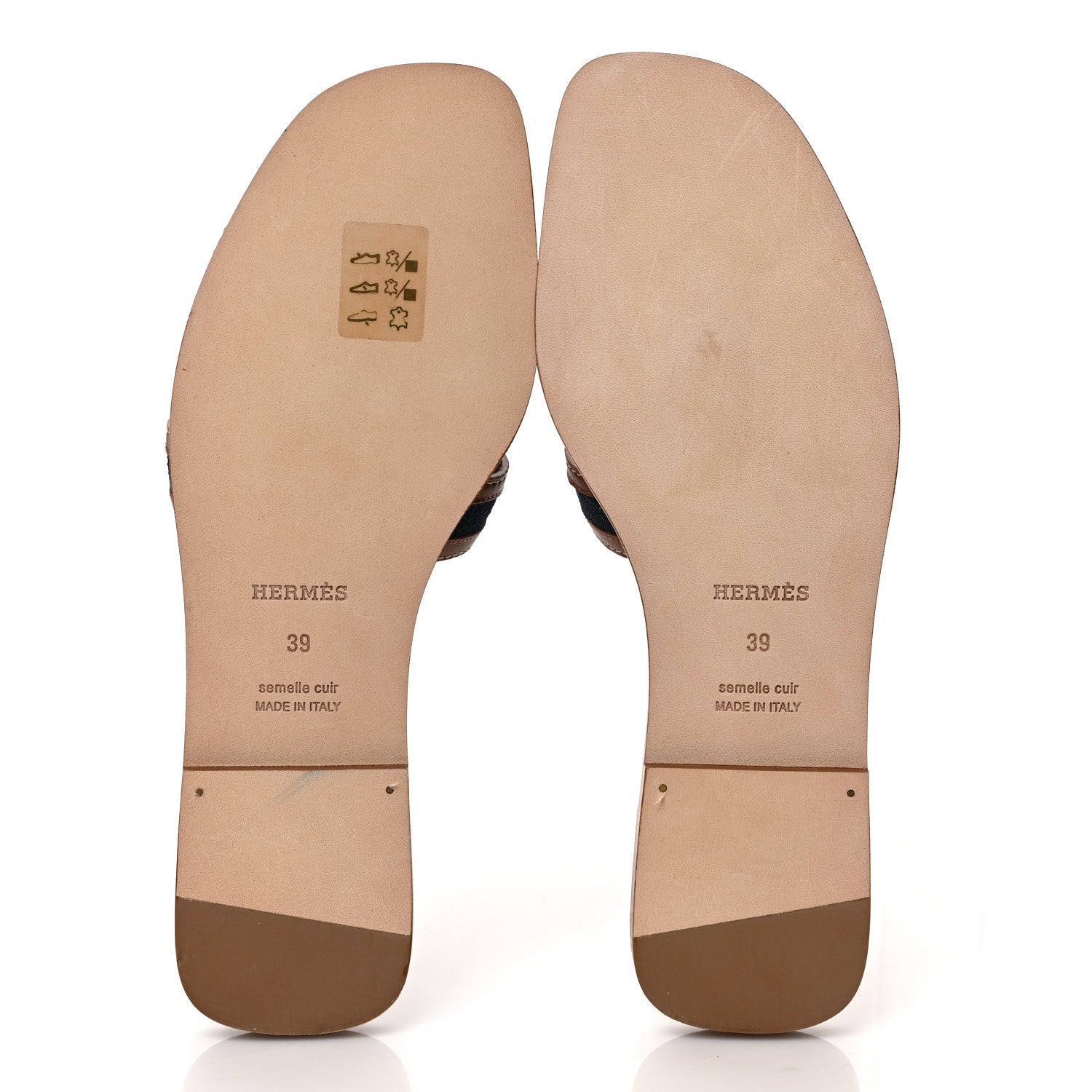 Hermes Calfskin Denim Oran Sandals 39 Bleu Brut Gold 5 of 8