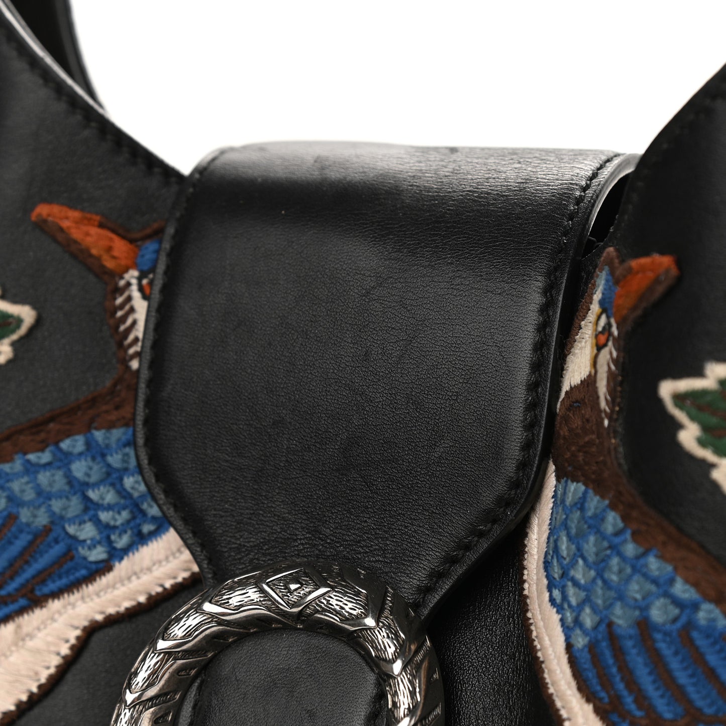 Calfskin Web Garden Collection Embroidered Medium Dionysus Hobo Black