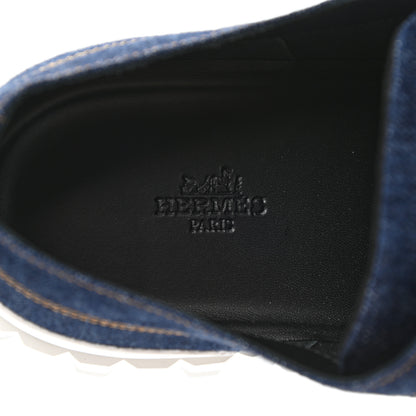 Hermes Denim Calfskin Cross Sneakers 45 Bleu Fonce 7 of 8
