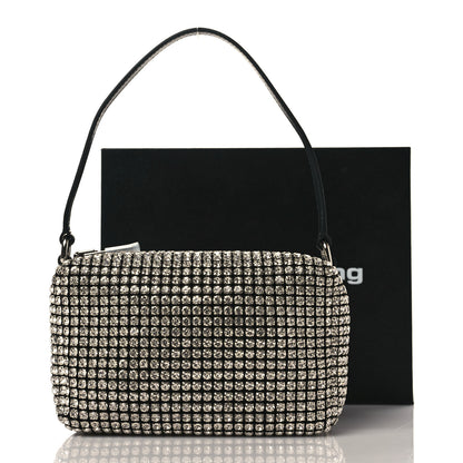 Alexander Wang Mesh Crystal Rhinestone Mini Heiress Pouch Black Silver 10 of 10