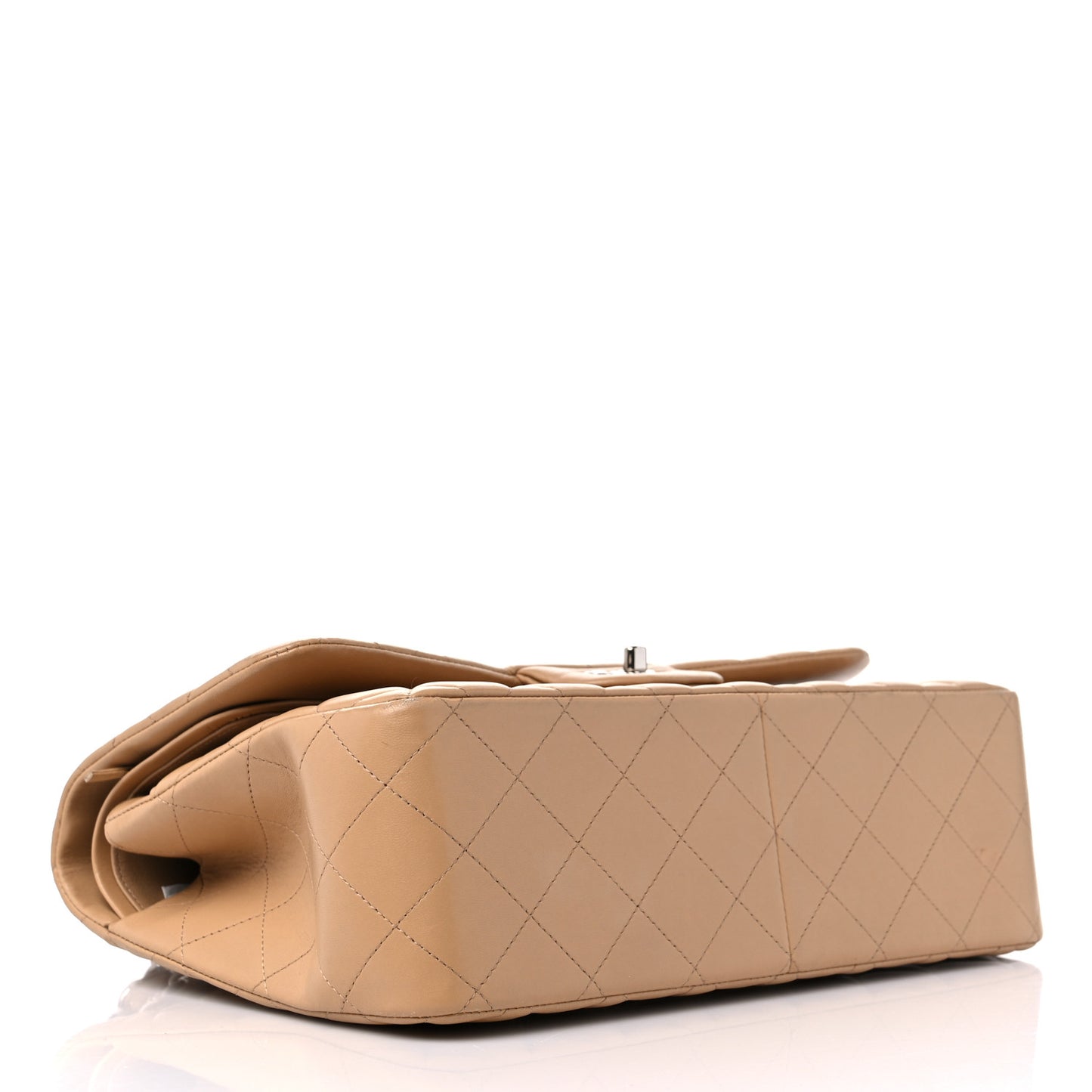 Lambskin Quilted Jumbo Double Flap Beige Clair