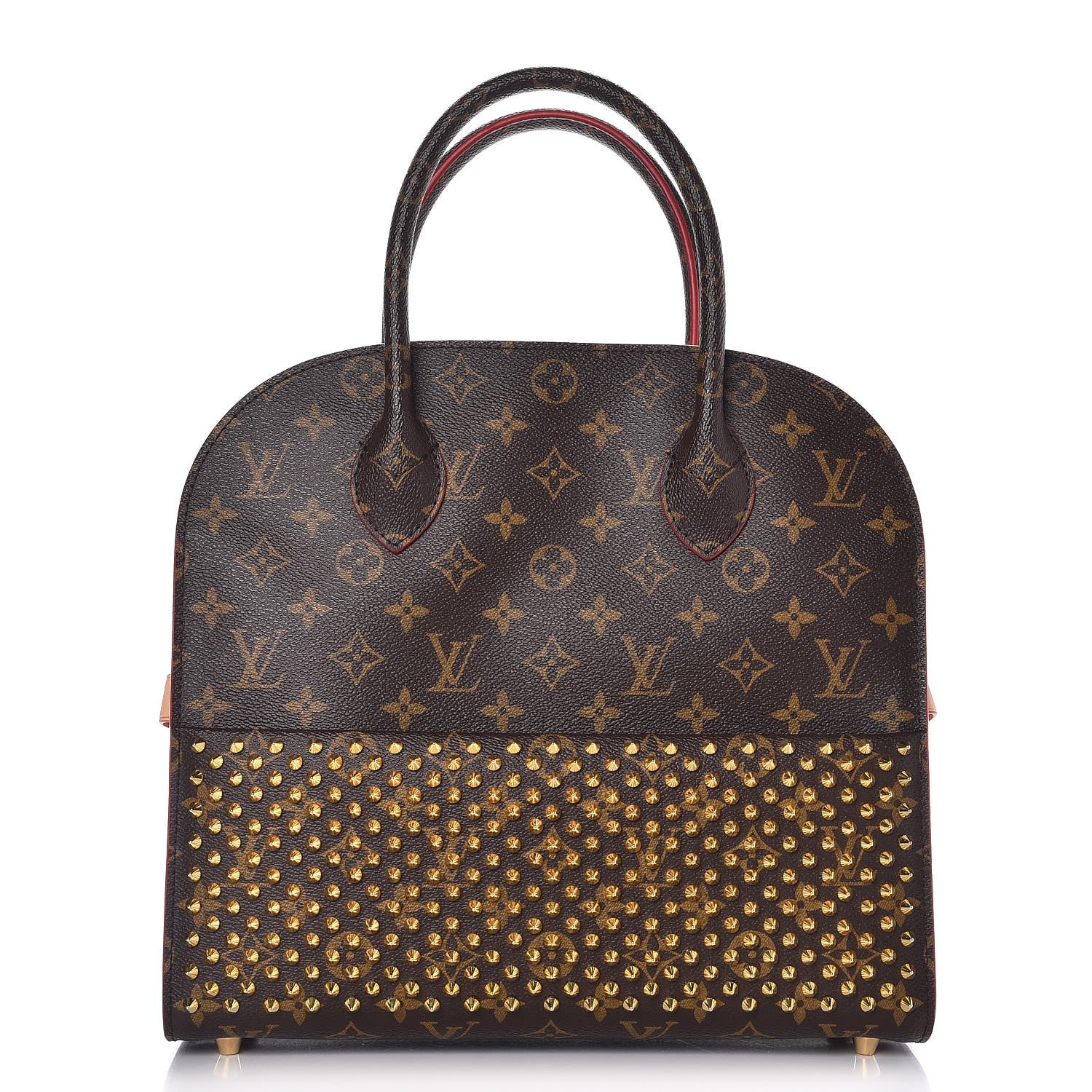 Louis Vuitton Monogram Calf Hair Spikes Iconoclasts Christian Louboutin Tote Red 1 of 8