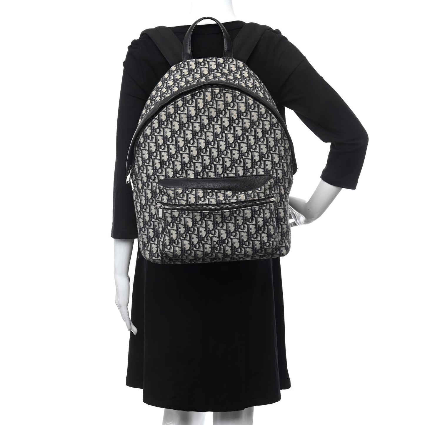 Oblique Calfskin Rider Backpack Beige Black