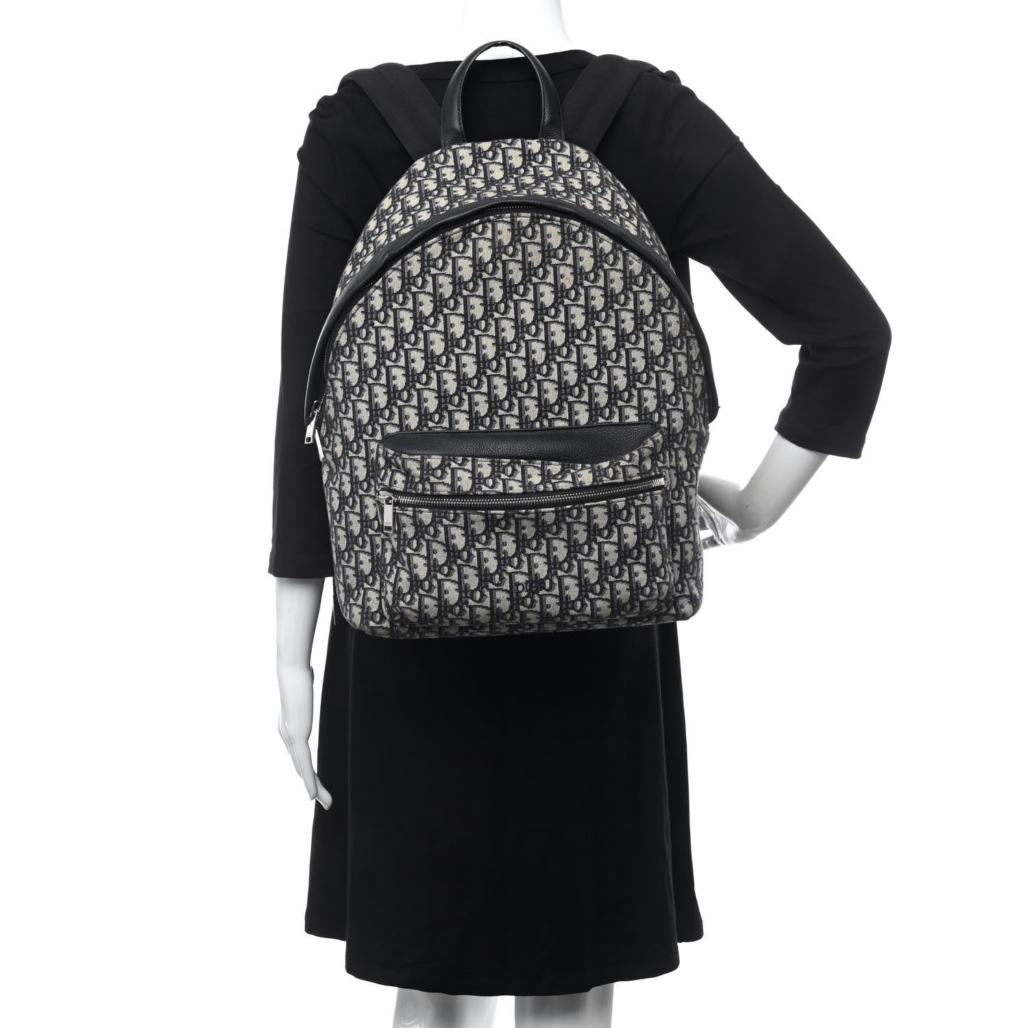 Christian Dior Oblique Calfskin Rider Backpack Beige Black 2 of 13