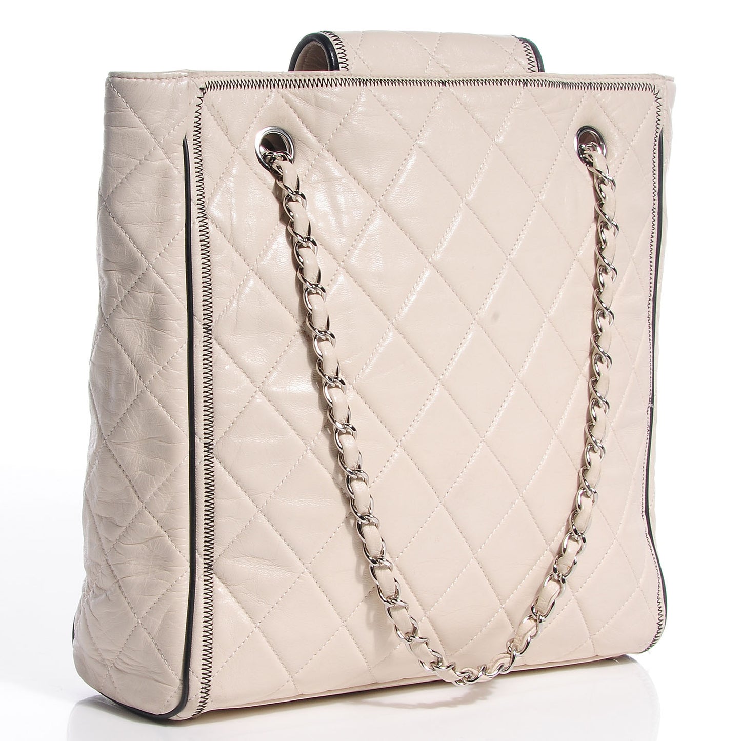Lambskin Quilted North South Large Tote Ivory