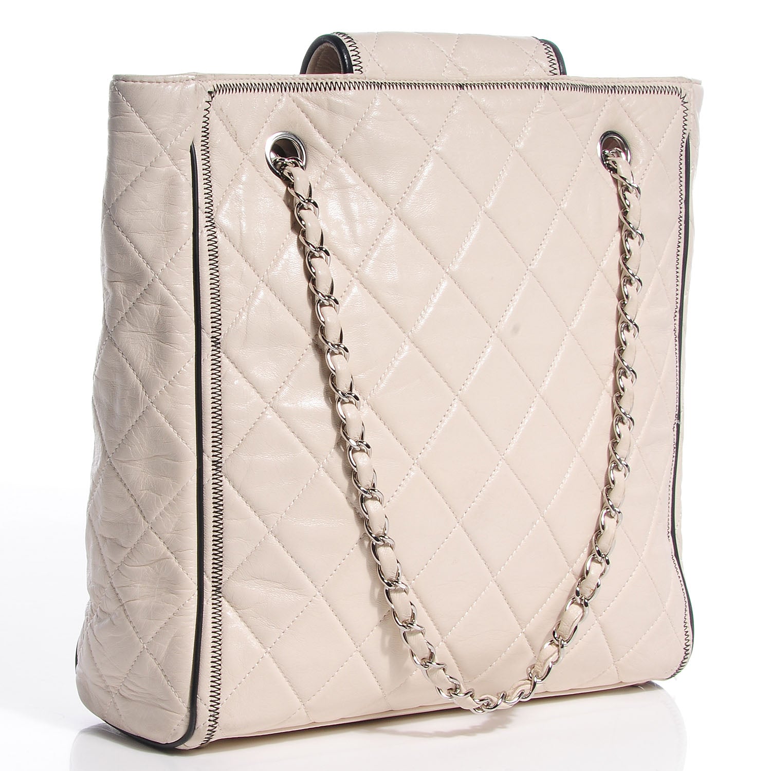 Chanel Lambskin Quilted North South Large Tote Ivory 3 of 10
